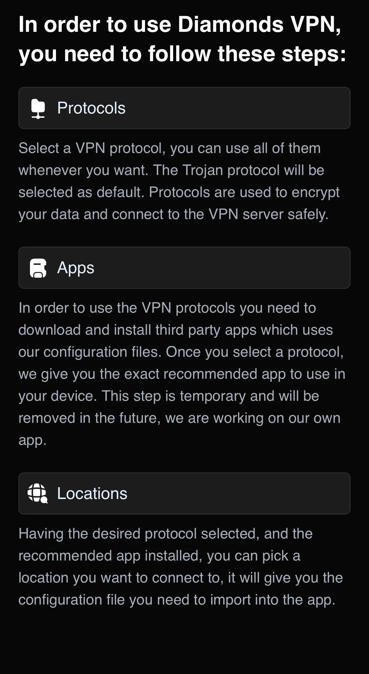 Connecton VPN -> Diamonds VPN — Aperçu 3
