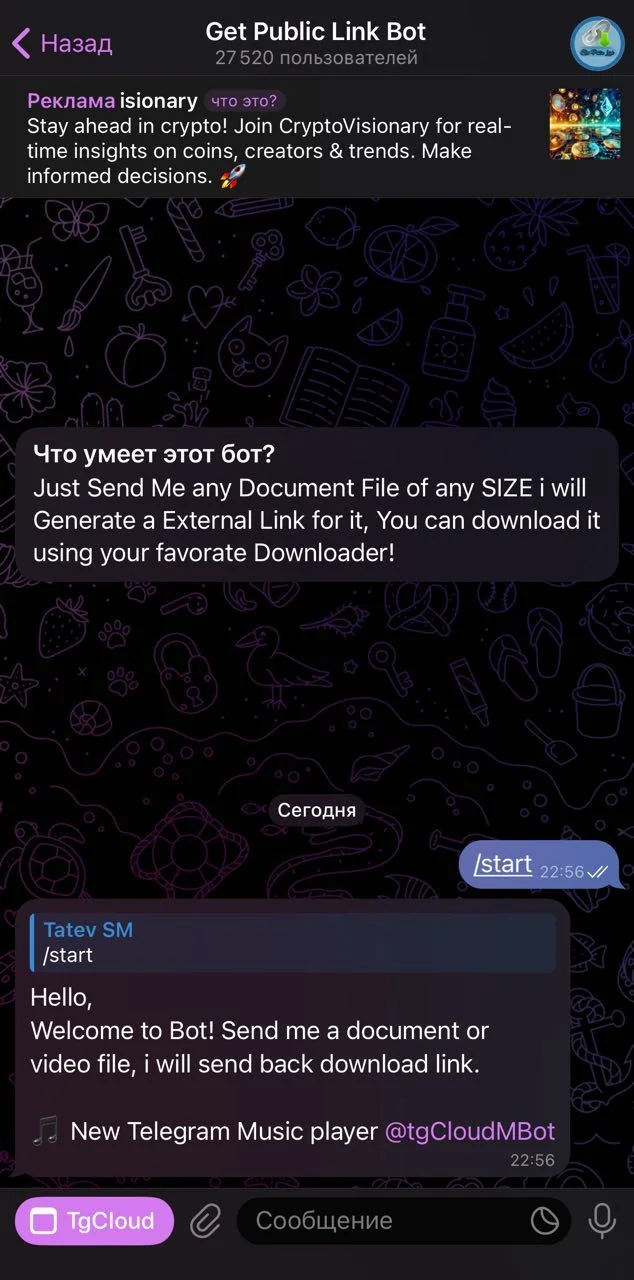 Get Public Link Bot — Aperçu 1