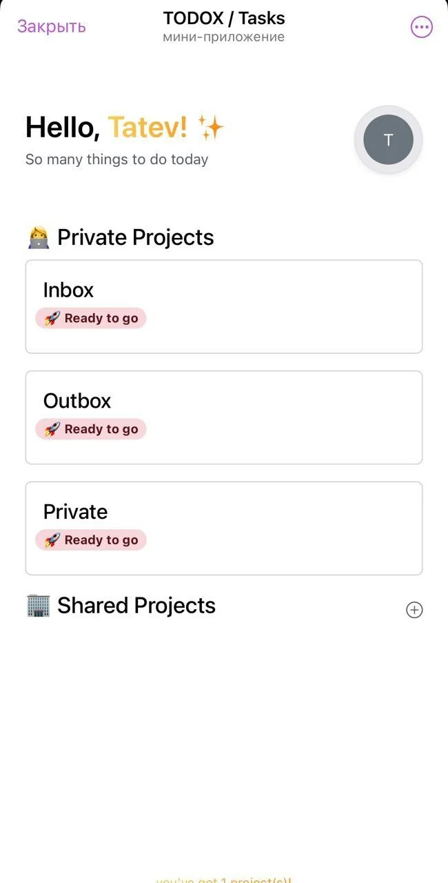 TODOX / Tasks — Preview 1