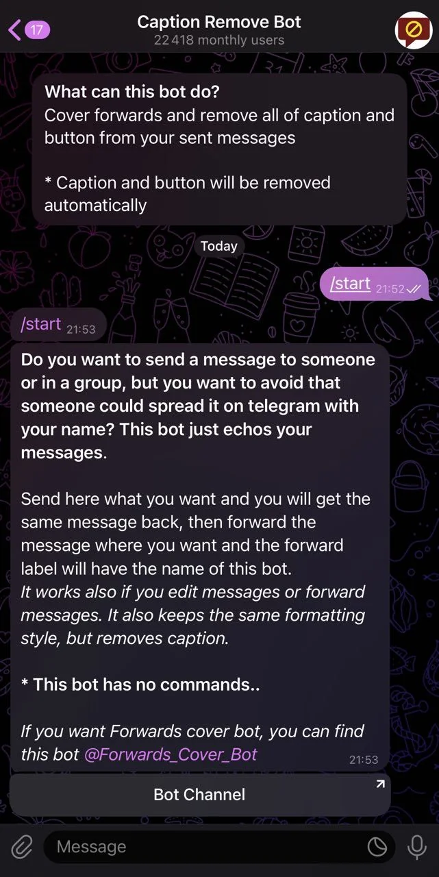 Caption Remove Bot — Превью 1