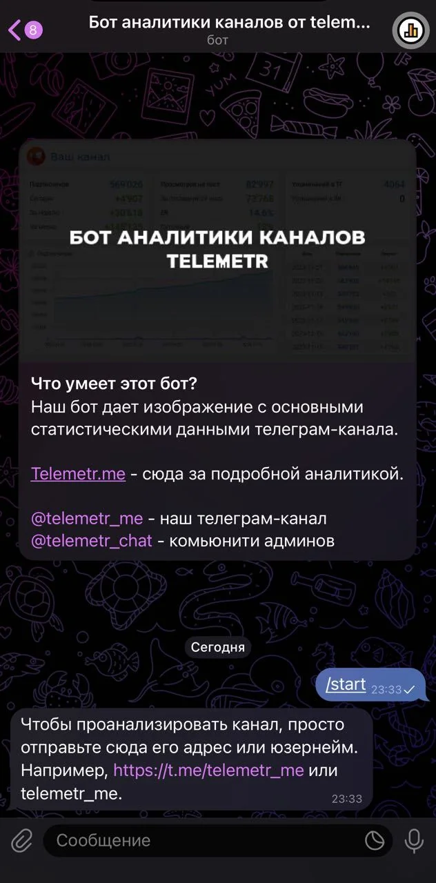 Channel analytics bot from telemetr.me — Preview 1