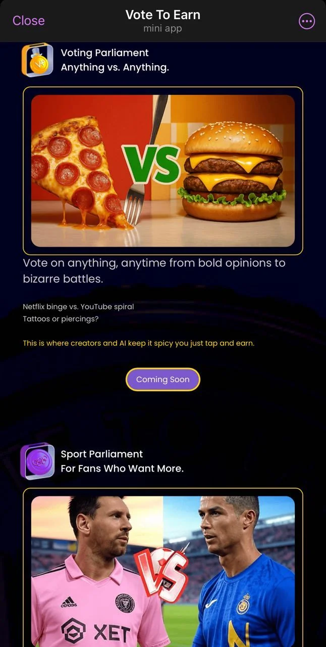 Vote To Earn — Pratinjau 1