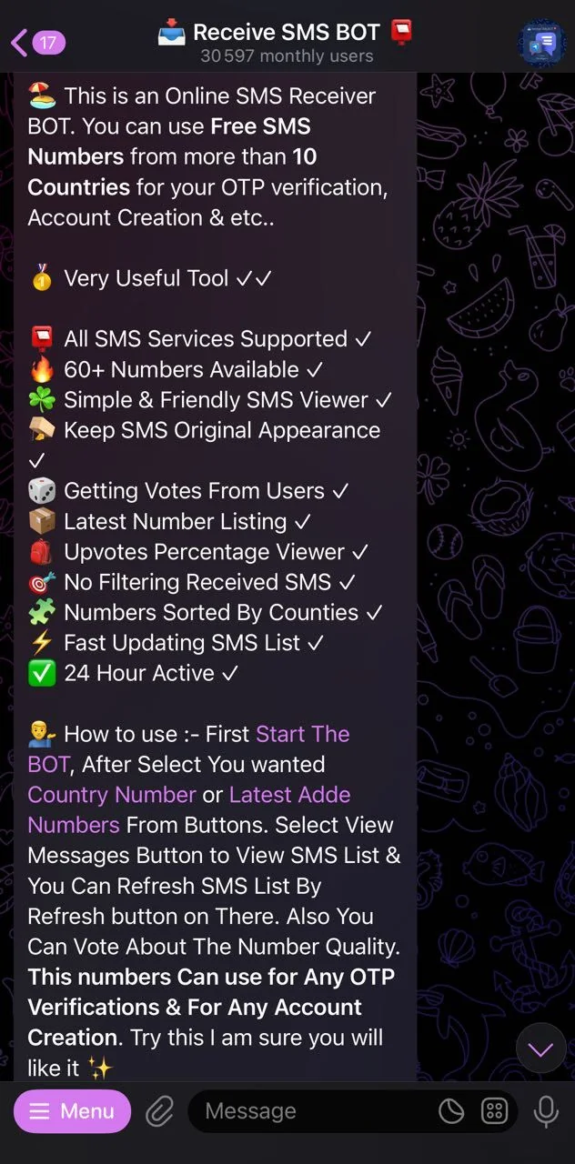 📥 Receive SMS BOT 📮 — Превью 3