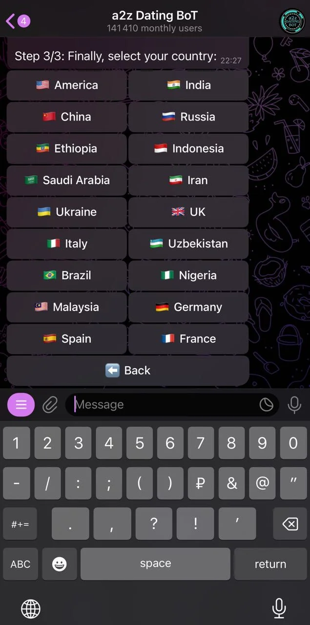 a2z Dating BoT — Preview 2