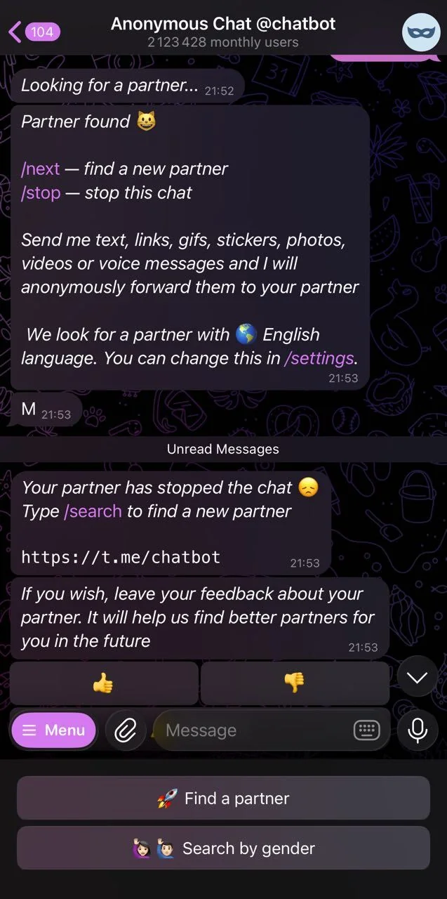 Anonymous Chat @chatbot โ Preview 2