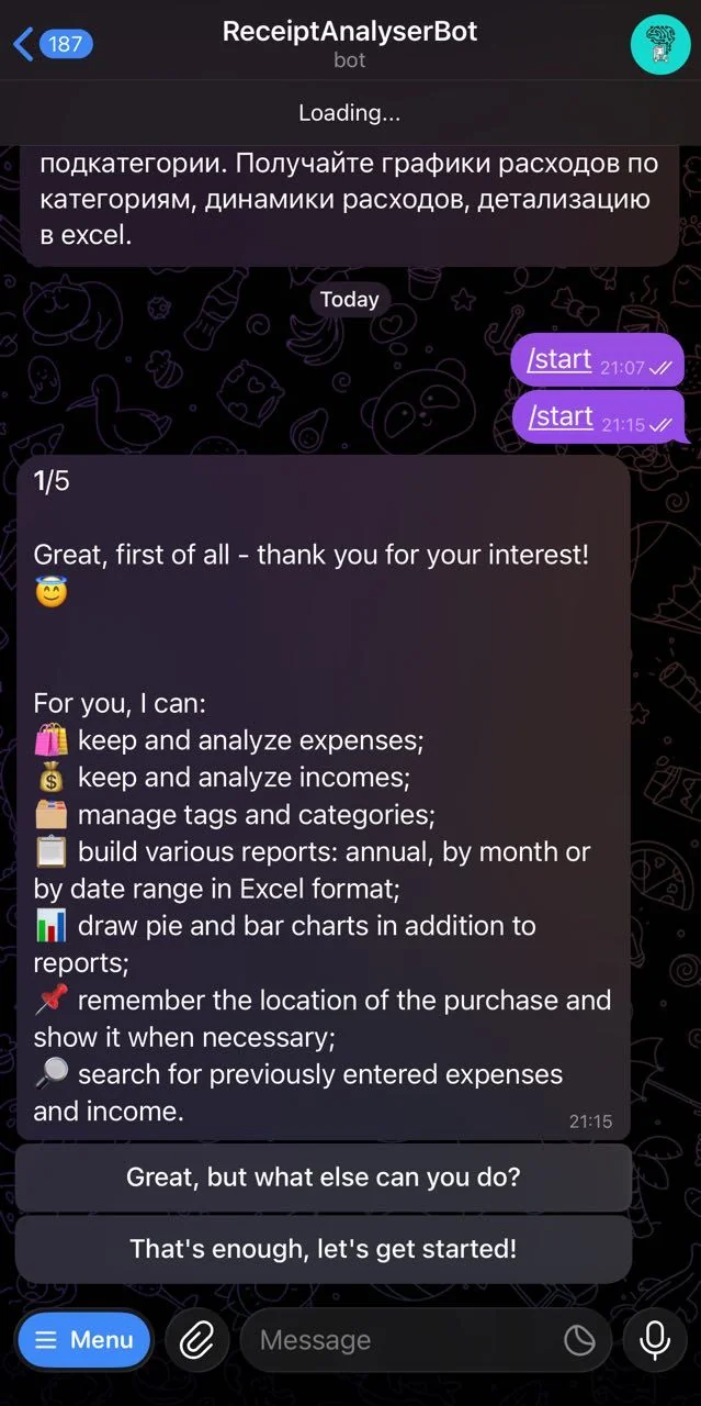 ReceiptAnalyserBot — Preview 2