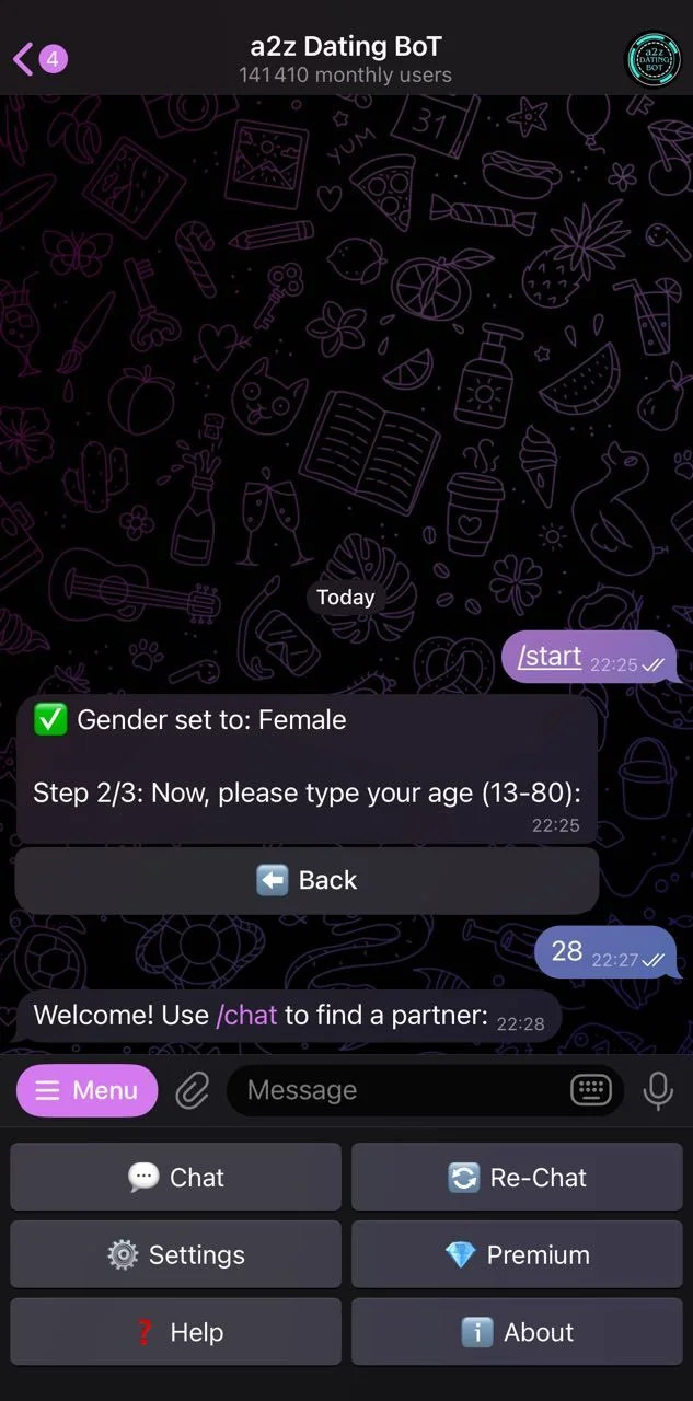a2z Dating BoT — Preview 3