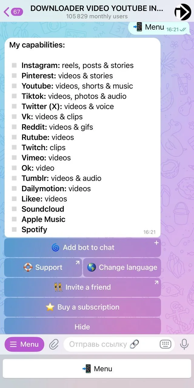 DOWNLOADER VIDEO YOUTUBE INSTAGRAM TIKTOK — Превью 2