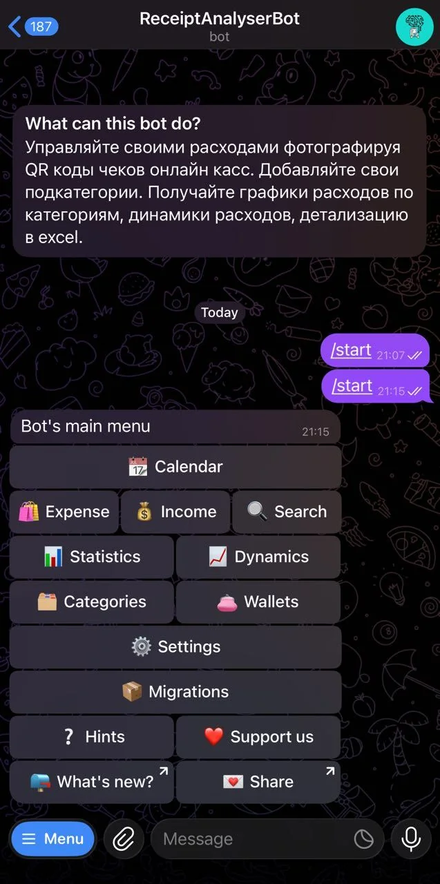 ReceiptAnalyserBot — Preview 3
