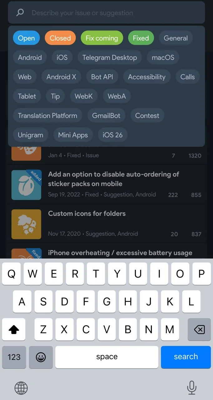 Bugs and Suggestions — Aperçu 4