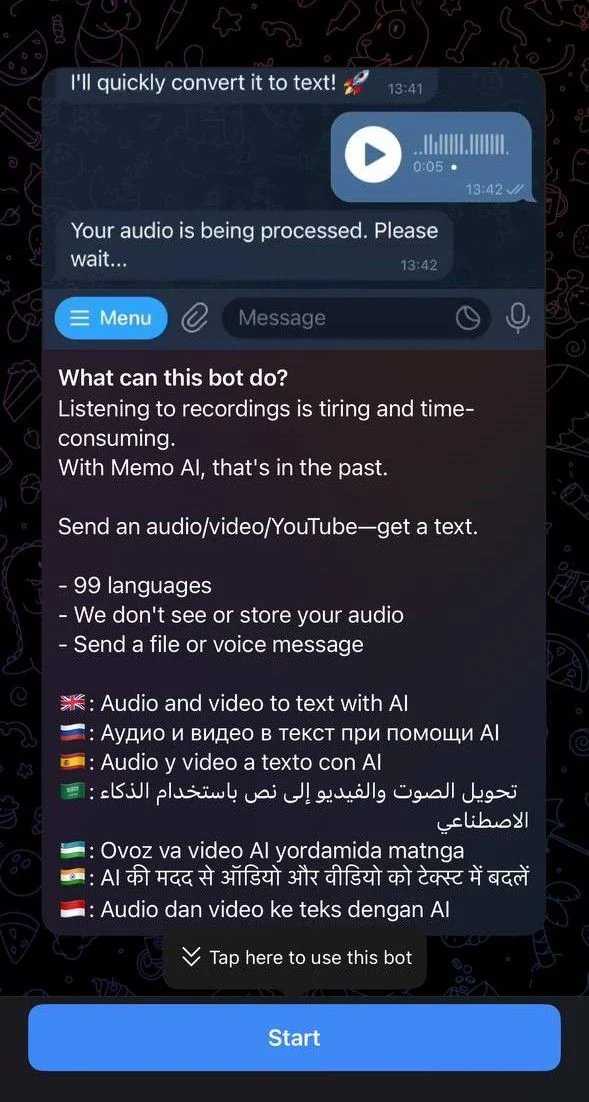 Memo AI. Audio to Text — Preview 1