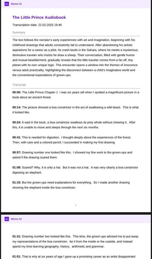 Memo AI. Audio to Text — Preview 2